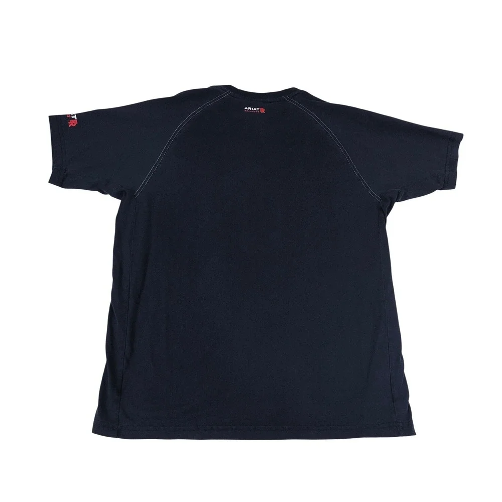 Ariat FR Work Shirt Mens Large Navy Blue Flame Resistant CAT 2 Knit Short Sleeve - Picture 2 of 11